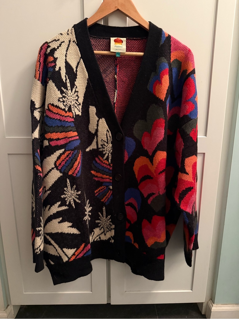 Farm Rio Multicolor Floral-Print V-Neck Cardigan Sweater